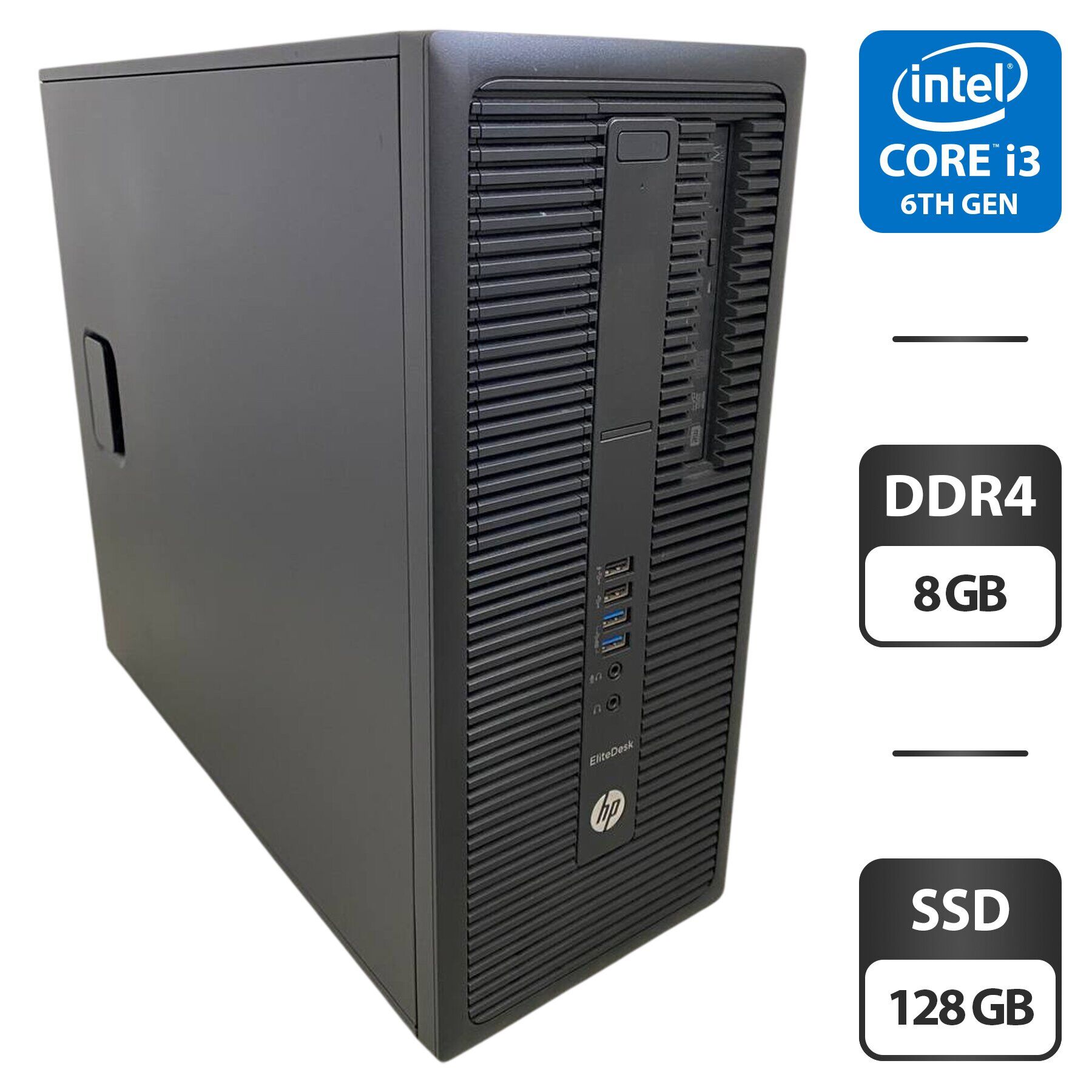 Комп'ютер HP EliteDesk 800 G2 Tower / Intel Core i3-6100 (2 (4) ядра по 3.7 GHz) / 8 GB DDR4 / 128 GB SSD / Intel HD Graphics 530 / DVD-ROM