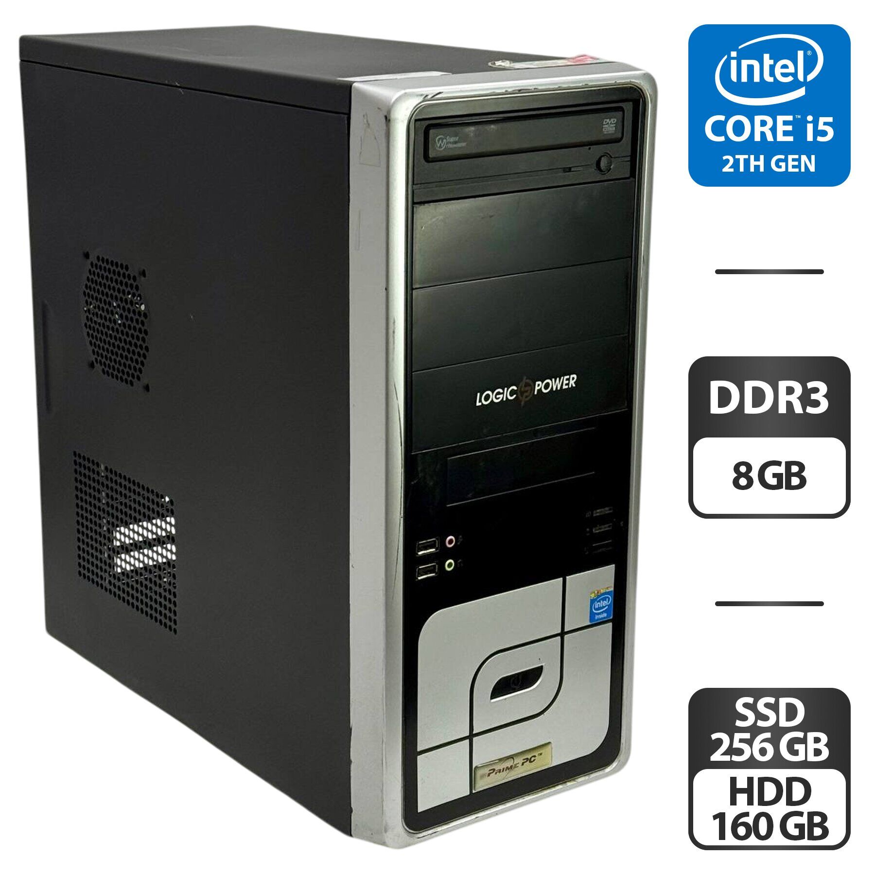 Комп'ютер LogicPower DQ67EP Tower / Intel Core i5-2500S (4 ядра по 2.7 - 3.7 GHz) / 8 GB DDR3 / 256 GB SSD + 160 GB HDD / Intel HD Graphics 2000 / DVD-ROM