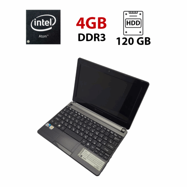 Нетбук Acer Aspire One / 10.1" (1024x768) TN / Intel Atom N2600 (2 (4) ядра по 1.6 GHz) / 4 GB DDR3 / 120 GB HDD / Intel HD Graphics / WebCam / Не тримає