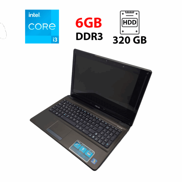 Ноутбук Asus K52 / 15.6" (1366x768) TN / Intel Core i3-350M (2 (4) ядра по 2.26 GHz) / 6 GB DDR3 / 320 GB HDD / AMD Radeon HD 5400 / WebCam