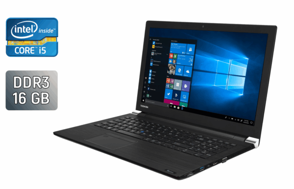 Ноутбук Toshiba Tecra A50-C / 15.6" (1366x768) TN / Intel Core i5-6200U (2 (4) ядра по 2.3 - 2.8 GHz) / 16 GB DDR3 / 256 GB SSD / Intel HD Graphics 520 / WebCam / HDMI