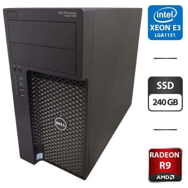 Робоча станція Dell Precision T3620 Tower / Intel Xeon E3-1270 v5 (4 (8) ядра по 3.6 - 4.0 GHz) / 16 GB DDR4 / 240 GB SSD / AMD Radeon R9 270, 2 GB GDDR5, 256-bit