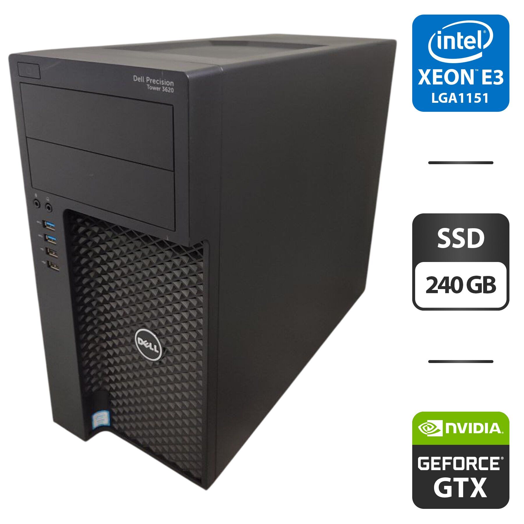 Робоча станція Dell Precision T3620 Tower / Intel Xeon E3-1270 v5 (4 (8) ядра по 3.6 - 4.0 GHz) / 16 GB DDR4 / 240 GB SSD / nVidia GeForce GTX 650, 1 GB GDDR5, 128-bit