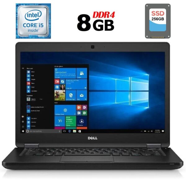 Ультрабук Dell Latitude E5480 / 14" (1920x1080) IPS / Intel Core i5-6300U (2 (4) ядра по 2.4 - 3.0 GHz) / 8 GB DDR4 / 256 GB SSD / Intel HD Graphics 520 / WebCam / HDMI / Windows 10