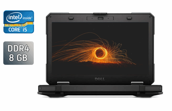 Захищений ноутбук Dell Latitude 14 Rugged 5414 / 14" (1920x1080) IPS / Intel Core i5-6300U (2 (4) ядра по 2.4 - 3.0 GHz) / 8 GB DDR4 / 256 GB SSD / Intel HD Graphics 520 / HDMI / WebCam / Windows 10