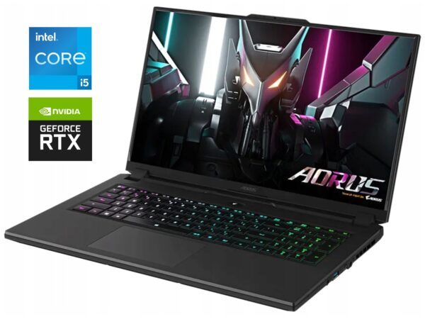 Ігровий ноутбук Б-клас Gigabyte Aorus 7 9KF / 17.3" (1920x1080) IPS / Intel Core i5-12500H (12 (16) ядер по 3.3 - 4.5 GHz) / 16 GB DDR4 / 512 GB SSD NVMe / nVidia GeForce RTX 4060, 8 GB GDDR6, 128-bit / WebCam
