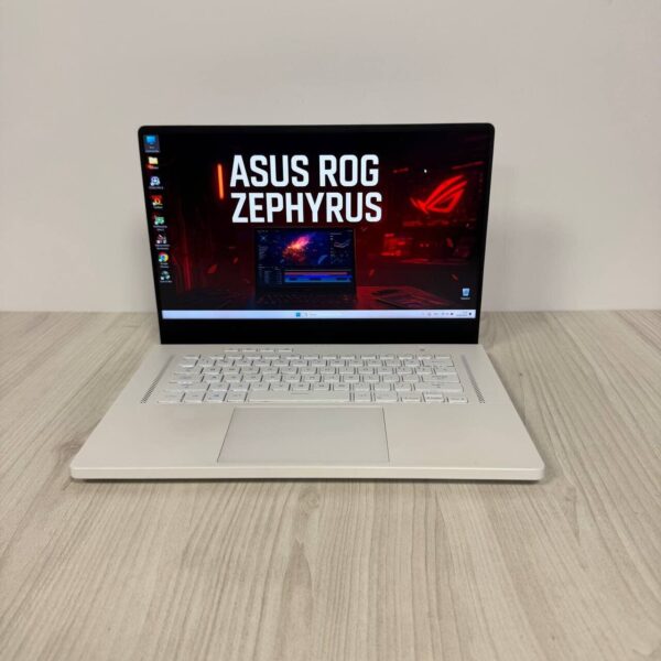Ігровий ультрабук Б-клас Asus ROG Zephyrus G15 GA503QS White / 15.6" (2560x1440) IPS / AMD Ryzen 9 5900HS (8 (16) ядер по 3.0 - 4.6 GHz) / 32 GB DDR4 / 512 GB SSD NVMe / nVidia GeForce RTX 3080, 8 GB GDDR6, 256-bit - Зображення 2