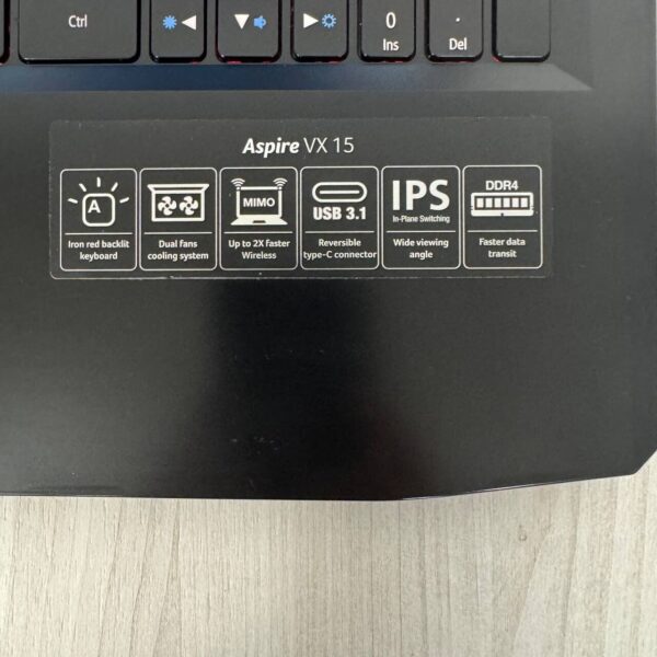 Ігровий ноутбук Б-клас Acer Aspire VX5-591G / 15.6" (1920x1080) IPS / Intel Core i5-7300HQ (4 ядра по 2.5 - 3.5 GHz) / 16 GB DDR4 / 512 GB SSD NVMe / nVidia GeForce GTX 1050, 4 GB GDDR5, 128-bit / WebCam - Зображення 8