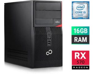 Ігровий ПК Fujitsu Tower / Intel Core i5-7500 (4 ядра по 3.4 - 3.8 GHz) / 16 GB DDR4 / 500 GB SSD / AMD Radeon RX 570, 4 GB GDDR5, 256-bit + Windows 10 в подарунок