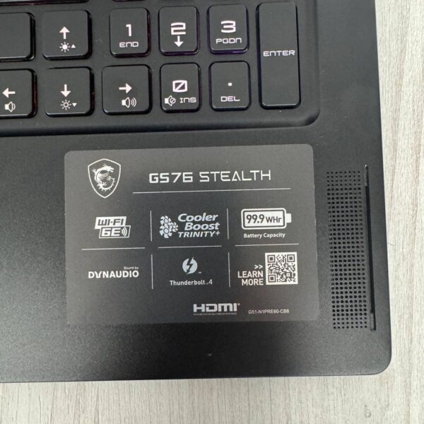 Ігровий ноутбук Б-клас MSI GS76 Stealth 11UG / 17.3" (1920x1080) IPS / Intel Core i9-11900H (8 (16) ядер по 2.5 - 4.9 GHz) / 32 GB DDR4 / 1000 GB SSD NVMe / nVidia GeForce RTX 3070, 8 GB GDDR6, 256-bit / WebCam - Зображення 9