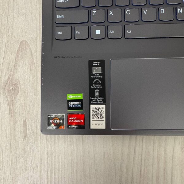 Ігровий ноутбук Б-клас Lenovo Slim 7 16ARH7 / 16" (2560x1600) IPS Touch / AMD Ryzen 7 6800HS (8 (16) ядер по 3.2 - 4.7 GHz) / 16 GB DDR5 / 512 GB SSD NVMe / nVidia GeForce RTX 3050, 4 GB GDDR6, 128-bit / WebCam - Зображення 7