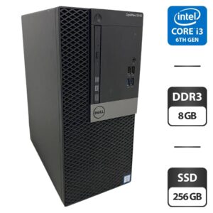 Комп'ютер Dell OptiPlex 3040 Tower / Intel Core i3-6100 (2 (4) ядра по 3.7 GHz) / 8 GB DDR3 / 256 GB SSD / Intel HD Graphics 530 / DVD-ROM