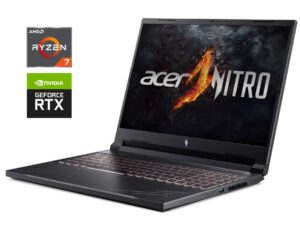 Ігровий ноутбук Acer Nitro V16 ANV16-41-R514 / 16" (1920x1200) IPS / AMD Ryzen 7 8845HS (8 (16) ядер по 3.8 - 5.1 GHz) / 16 GB DDR5 / 1000 GB SSD NVMe / nVidia GeForce RTX 4060, 8 GB GDDR6, 128-bit / WebCam