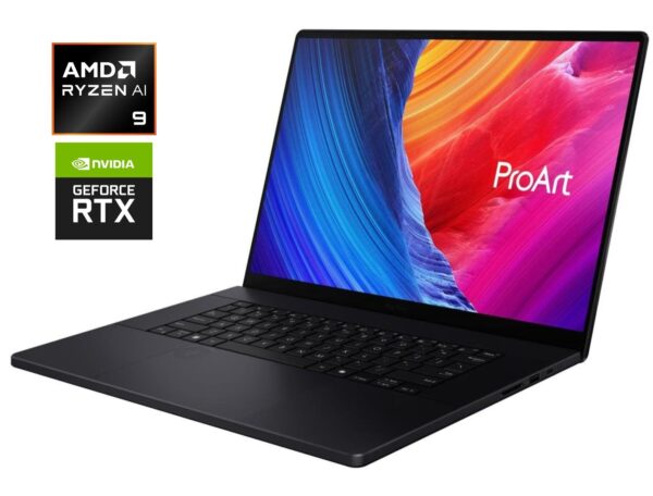 Ігровий ноутбук Б-клас Asus ProArt Studiobook P16 H7606WI / 16" (3840x2400) OLED Touch / AMD Ryzen AI 9 HX 370 (12 (24) ядер по 2.0 - 5.1 GHz) / 64 GB DDR5 / 2000 GB SSD NVMe / nVidia GeForce RTX 4070, 8 GB GDDR6, 128-bit