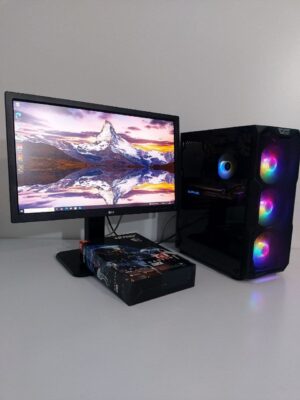Комплект ПК: DarkFlash Aquarius Mesh Tower / Intel Core i5-7400 (4 ядра по 3.0 - 3.5 GHz) / 32 GB DDR4 / 240 GB SSD M.2 + 500 GB HDD / AMD Radeon RX 570, 8 GB GDDR5, 256-bit / 600W + Монітор LG 24MB37PM-B / 24" (1920x1080) IPS + Кабелі DVI та живлення