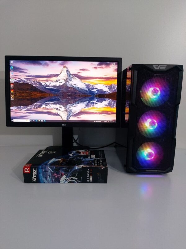Комплект ПК: DarkFlash Aquarius Mesh Tower / Intel Core i5-7400 (4 ядра по 3.0 - 3.5 GHz) / 32 GB DDR4 / 240 GB SSD M.2 + 500 GB HDD / AMD Radeon RX 570, 8 GB GDDR5, 256-bit / 600W + Монітор LG 24MB37PM-B / 24" (1920x1080) IPS + Кабелі DVI та живлення - Зображення 2