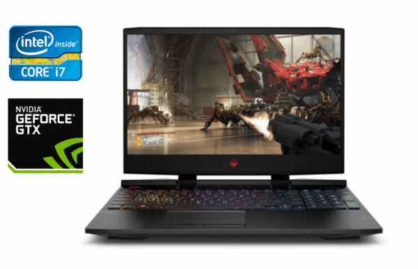 Ігровий ноутбук Б-клас HP Omen 15-dc0030nr / 15.6" (1920x1080) IPS / Intel Core i7-8750H (6 (12) ядер по 2.2 - 4.1 GHz) / 16 GB DDR4 / 512 GB SSD / nVidia GeForce GTX 1060, 6 GB GDDR5, 192-bit / WebCam / HDMI