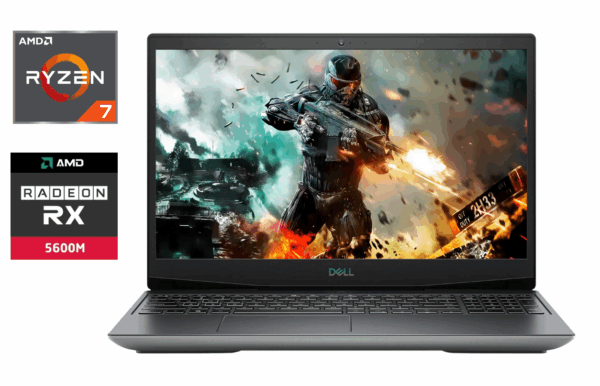 Ігровий ноутбук Dell G5 5505 / 15.6" (1920x1080) IPS / AMD Ryzen 7 4800H (8 (16) ядер по 2.9 - 4.2 GHz) / 16 GB DDR4 / 500 GB SSD / AMD Radeon RX 5600M, 6 GB GDDR6, 192-bit / WebCam / HDMI / Windows 10