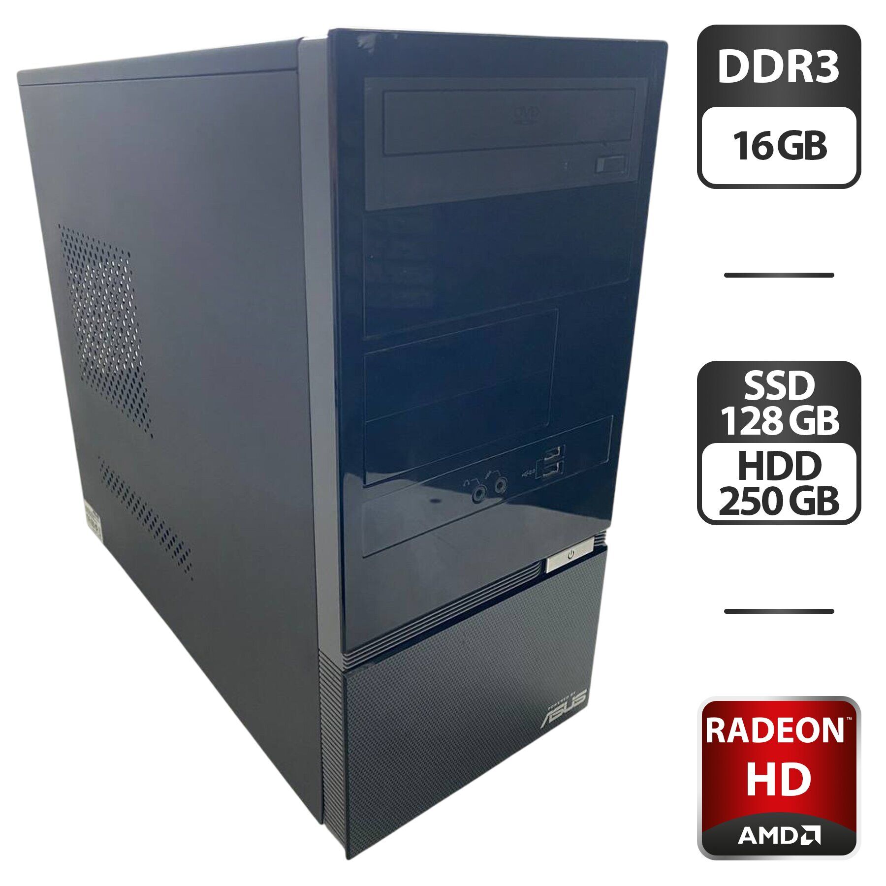 Комп'ютер NoName Tower / Intel Core i7-860 (4 (8) ядра по 2.8 - 3.4 GHz) / 16 GB DDR3 / 128 GB SSD + 250 GB HDD / AMD Radeon HD 6450, 1 GB GDDR3, 64-bit / DVD-ROM