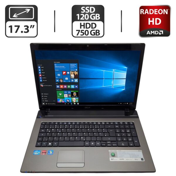 Ноутбук Acer Aspire 7750G / 17.3" (1600x900) TN / Intel Core i7-2630QM (4 (8) ядра по 2.0 - 2.9 GHz) / 6 GB DDR3 / 120 GB SSD + 750 GB HDD / AMD Radeon HD 6770M, 2 GB GDDR5, 128-bit / WebCam / DVD-ROM