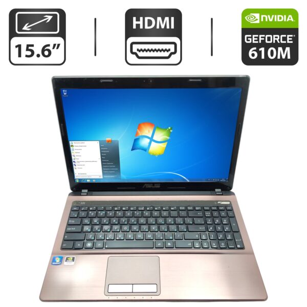 Ноутбук Asus K53S / 15.6" (1366x768) TN / Intel Core i5-2410M (2 (4) ядра по 2.3 - 2.9 GHz) / 6 GB DDR3 / 320 GB HDD / nVidia GeForce 610M, 2 GB GDDR3, 64-bit / WebCam / Посилена АКБ