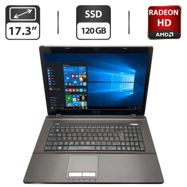 Ноутбук Asus K73 / 17.3" (1600x900) TN / AMD A6-3420M (4 ядра по 1.5 - 2.4 GHz) / 6 GB DDR3 / 120 GB SSD / AMD Radeon HD 7670M, 1 GB GDDR3, 128-bit / WebCam