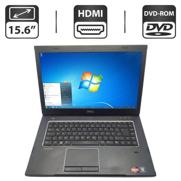 Ноутбук Б-клас Dell Vostro N5050 / 15.6" (1366x768) TN / AMD A6-3400M (4 ядра по 1.4 - 2.3 GHz) / 6 GB DDR3 / 750 GB HDD / AMD Radeon HD 6520G Graphics / WebCam / DVD-ROM