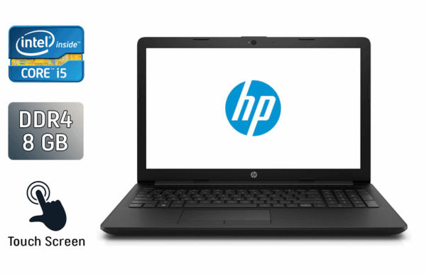 Ноутбук Б-клас HP 15-bs05dx / 15.6" (1366x768) TN Touch / Intel Core i5-7200U (2 (4) ядра по 2.5 - 3.1 GHz) / 8 GB DDR4 / 256 GB SSD / Intel HD Graphics 620 / WebCam / Windows 10