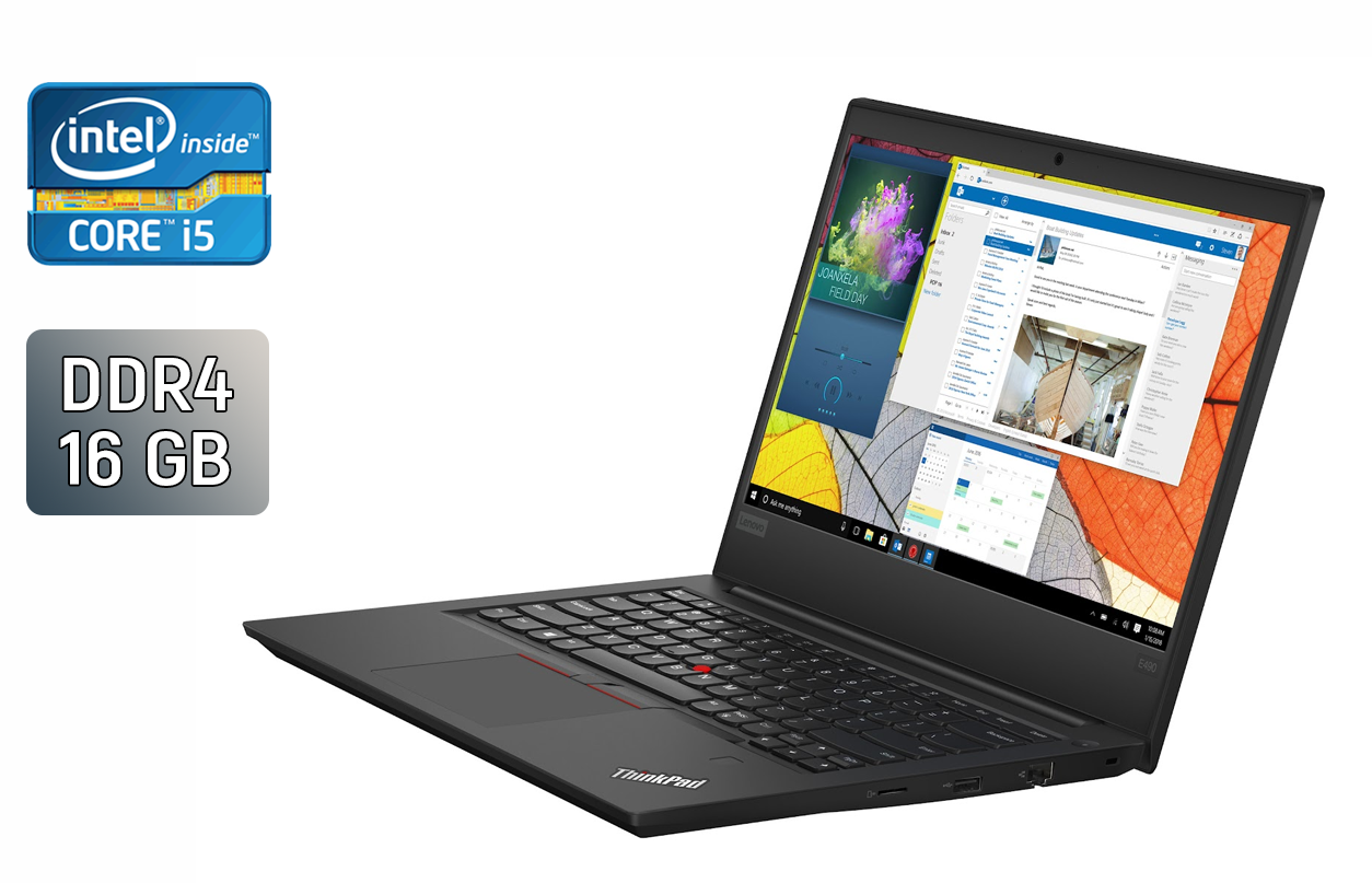 Ноутбук Б-клас Lenovo ThinkPad E490 / 14" (1920x1080) IPS / Intel Core i5-8265U (4 (8) ядра по 1.6 - 3.9 GHz) / 16 GB DDR4 / 480 GB SSD / Intel UHD Graphics 620 / WebCam / TouchID / Windows 10