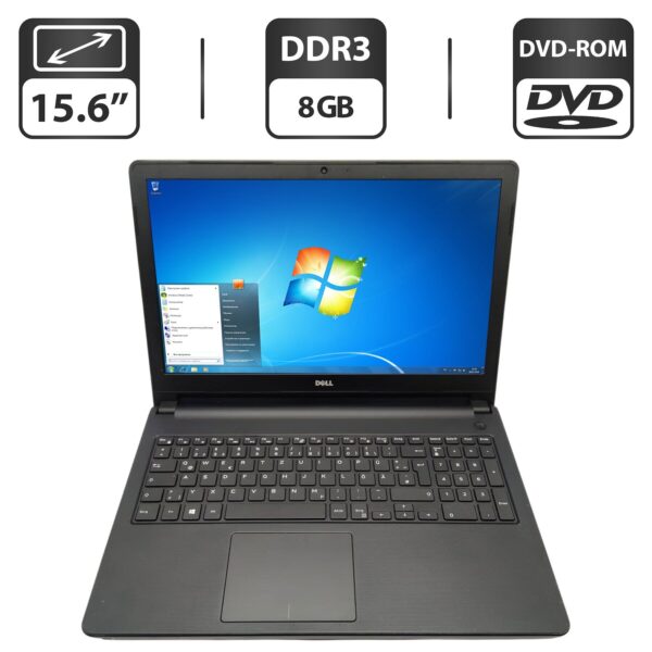 Ноутбук Dell Vostro 3558 / 15.6" (1366x768) TN / Intel Pentium 3805U (2 ядра по 1.9 GHz) / 8 GB DDR3 / 320 GB HDD / Intel HD Graphics / WebCam / DVD-ROM