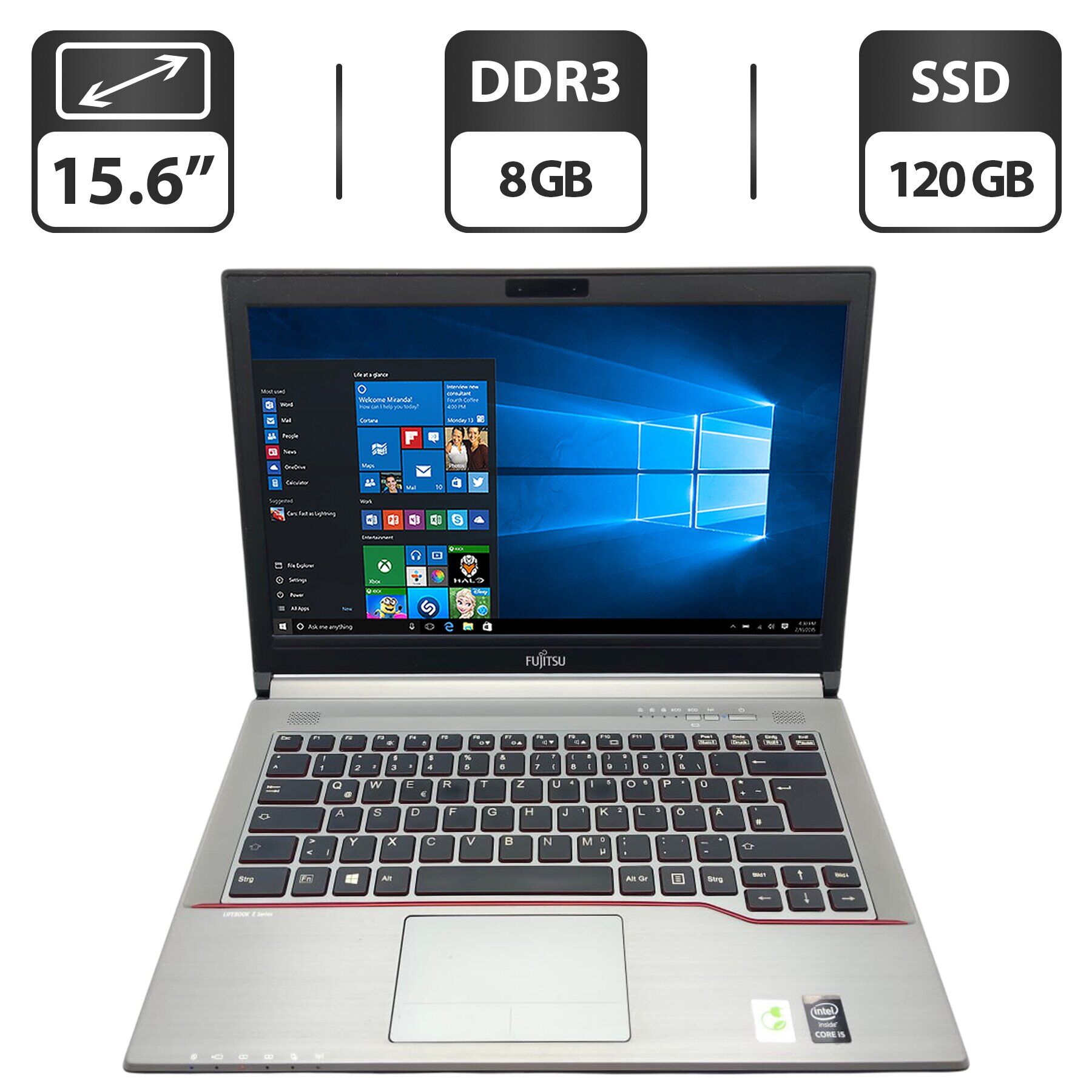 Ноутбук Fujitsu LifeBook E744 / 14" (1600x900) TN / Intel Core i5-4300M (2 (4) ядра по 2.6 - 3.3 GHz) / 8 GB DDR3 / 120 GB SSD / Intel HD Graphics 4600