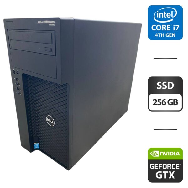 Робоча станція Dell Precision T1700 Tower / Intel Core i7-4790 (4 (8) ядра по 3.6 - 4.0 GHz) / 16 GB DDR3 / 256 GB SSD / nVidia GeForce GTX 650, 1 GB GDDR5, 128-bit / DVD-ROM