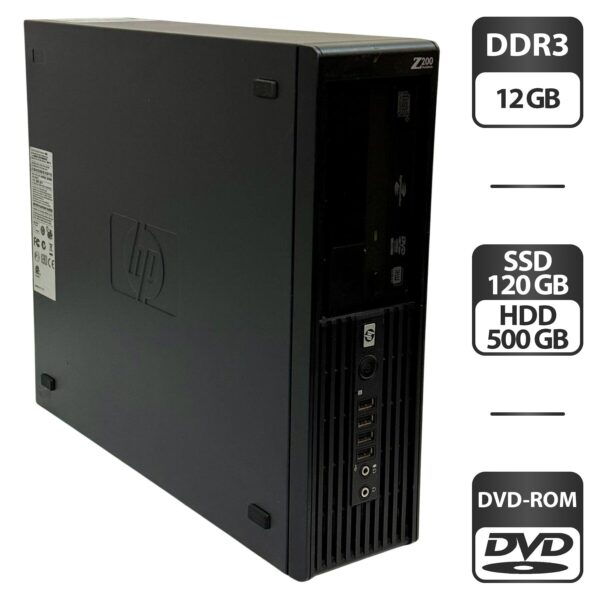 Робоча станція HP Z200 Workstation SFF / Intel Core i5-660 (2 (4) ядра по 3.3 - 3.6 GHz) / 12 GB DDR3 / 120 GB SSD + 500 GB HDD / Intel HD Graphics / DVD-ROM