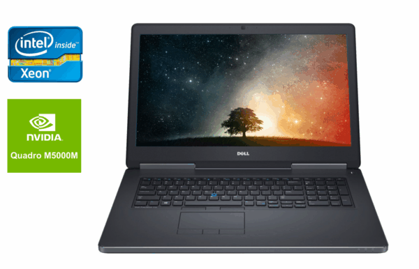 Мобільна робоча станція Dell Precision 7710 / 17.3" (1920x1080) IPS / Intel Xeon E3-1535M v5 (4 (8) ядра по 2.9 - 3.8 GHz) / 32 GB DDR4 / 960 GB SSD / nVidia Quadro M5000M, 8 GB GDDR5, 256-bit / WebCam