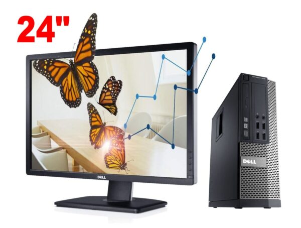 Комплект ПК: Dell Optiplex 7010 SFF / Intel Core i3-3240 (2 (4) ядра по 3.4 GHz) / 8 GB DDR3 / 250 GB HDD / Intel HD Graphics 2500 / DVD-RW + Монітор Б-клас Dell UltraSharp U2412MB / 24" (1920x1200) IPS / VESA 100x100 / Pivot