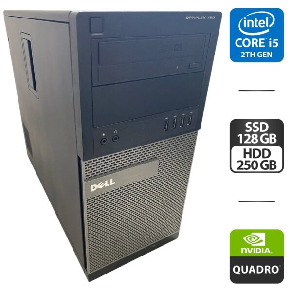 Комп'ютер Dell OptiPlex 790 Tower / Intel Core i5-2500K (4 ядра по 3.3 - 3.7 GHz) / 16 GB DDR3 / 128 GB SSD + 250 GB HDD / nVidia Quadro K600, 1 GB GDDR3, 128-bit / DVD-ROM
