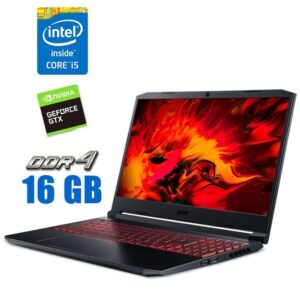 Ігровий ноутбук Б-клас Acer Nitro 5 AN515-55-52KW / 15.6" (1920x1080) IPS / Intel Core i5-10300H (4 (8) ядра по 2.5 - 4.5 GHz) / 16 GB DDR4 / 480 GB SSD / nVidia GeForce GTX 1650 Ti, 4 GB GDDR6, 128-bit / WebCam