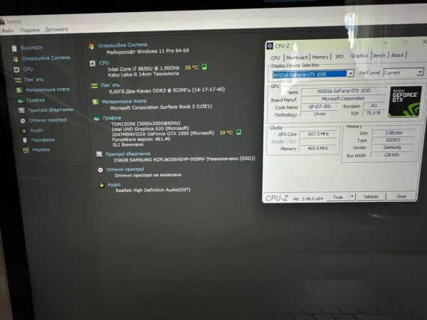 Ігровий ультрабук-трансформер Microsoft Surface Book 2 / 15.0" (3000x2000) IPS Touch / Intel Core i7-8650U (4 (8) ядра по 1.9 - 4.2 GHz) / 8 GB DDR4 / 256 GB SSD / nVidia GeForce GTX 1050, 2 GB GDDR5, 128-bit / WebCam / Win 11 Pro - Зображення 7