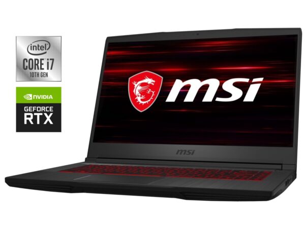 Ігровий ноутбук Б-клас MSI GF65 Thin 10SER / 15.6" (1920x1080) IPS / Intel Core i7-10750H (6 (12) ядер по 2.6 - 5.0 GHz) / 16 GB DDR4 / 512 GB SSD NVMe / nVidia GeForce RTX 2060, 6 GB GDDR6, 192-bit / WebCam