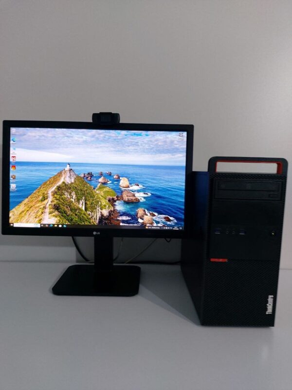Комплект: Lenovo ThinkCentre M800 Tower / Intel Core i5-6500 (4 ядра по 3.2 - 3.6 GHz) / 16 GB DDR4 / 250 GB SSD + 512 GB SSD / AMD Radeon RX 570, 4 GB GDDR5, 128-bit / DVD-ROM + Монітор LG 24MB37PM-B / 24" (1920x1080) IPS + Кабелі, Wi-Fi адаптер, WebCam
