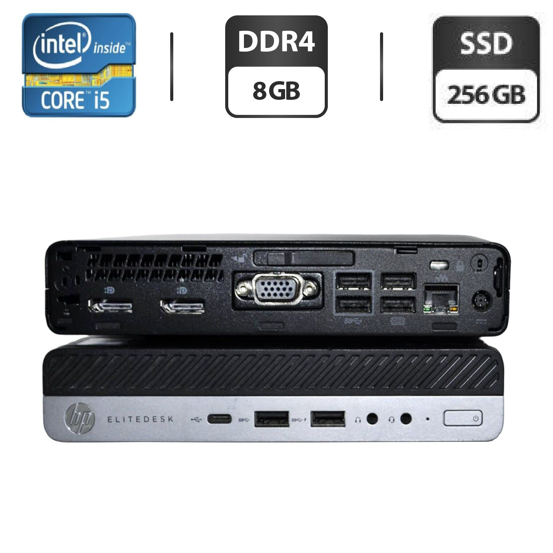 copy_Неттоп HP EliteDesk 800 G3 Mini USFF / Intel Core i5-7500T (4 ядра по 2.7 - 3.3 GHz) / 8 GB DDR4 / 256 GB SSD / Intel HD Graphics 630