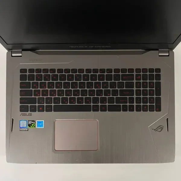 Ігровий ноутбук Asus ROG Strix GL702V / 17.3" (1920x1080) IPS / Intel Core i7-7700HQ (4 (8) ядра по 2.8 - 3.8 GHz) / 16 GB DDR4 / 512 GB SSD / nVidia GeForce GTX 1070, 8 GB GDDR5, 256-bit / WebCam / HDMI - Зображення 3