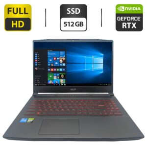 Ігровий ноутбук MSI Katana GF66 / 15.6" (1920x1080) IPS / Intel Core i5-11400H (6 (12) ядер по 2.2 - 4.5 GHz) / 16 GB DDR4 / 512 GB SSD / nVidia GeForce RTX 3050 Ti, 4 GB GDDR6, 128-bit / WebCam / Коробка