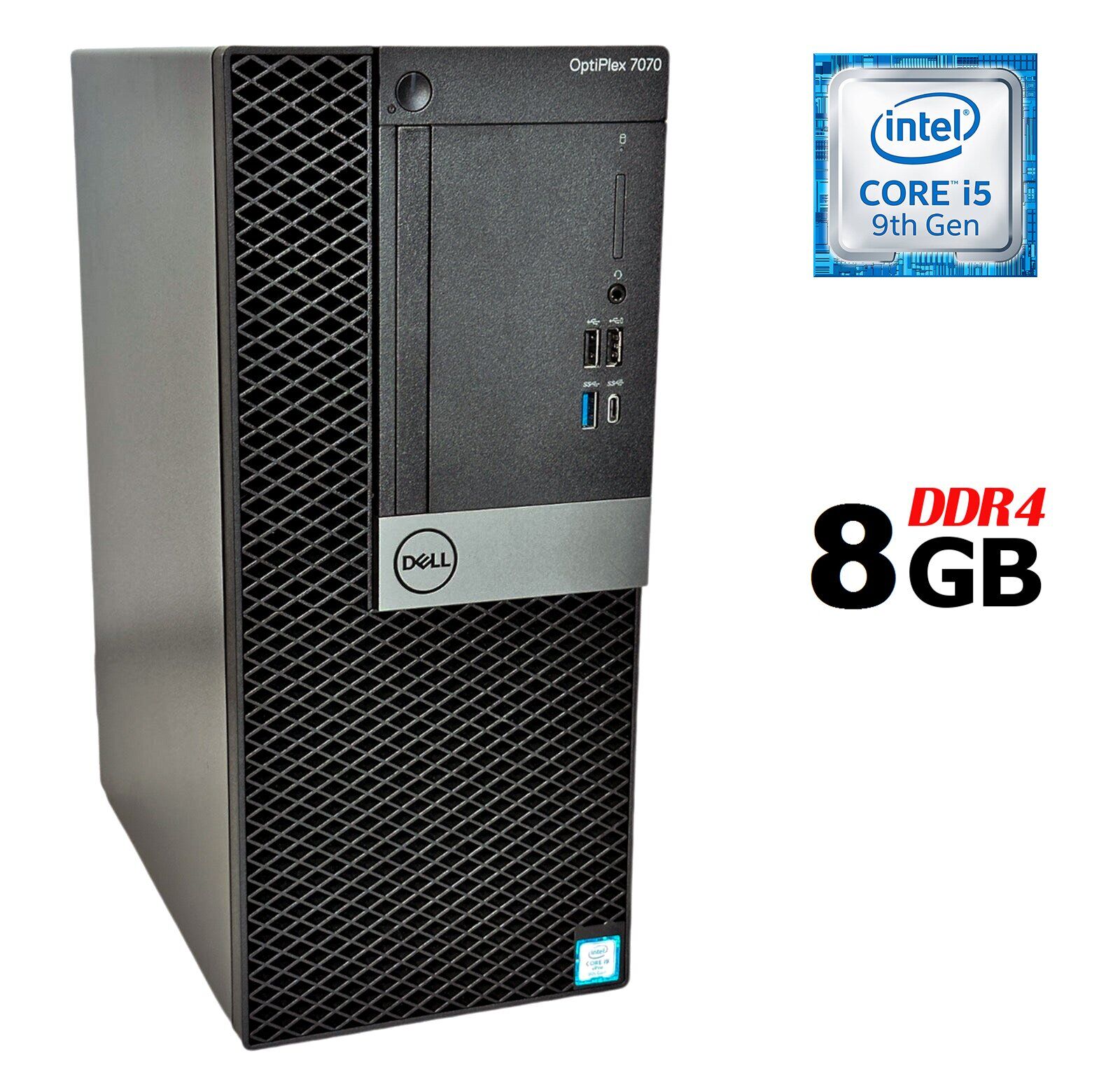 Комп'ютер Б-клас Dell OptiPlex 7070 Tower / Intel Core i5-9500 (6 ядер по 3.0 - 4.4 GHz) / 8 GB DDR4 / no HDD / Intel UHD Graphics 630 / 260W / DisplayPort