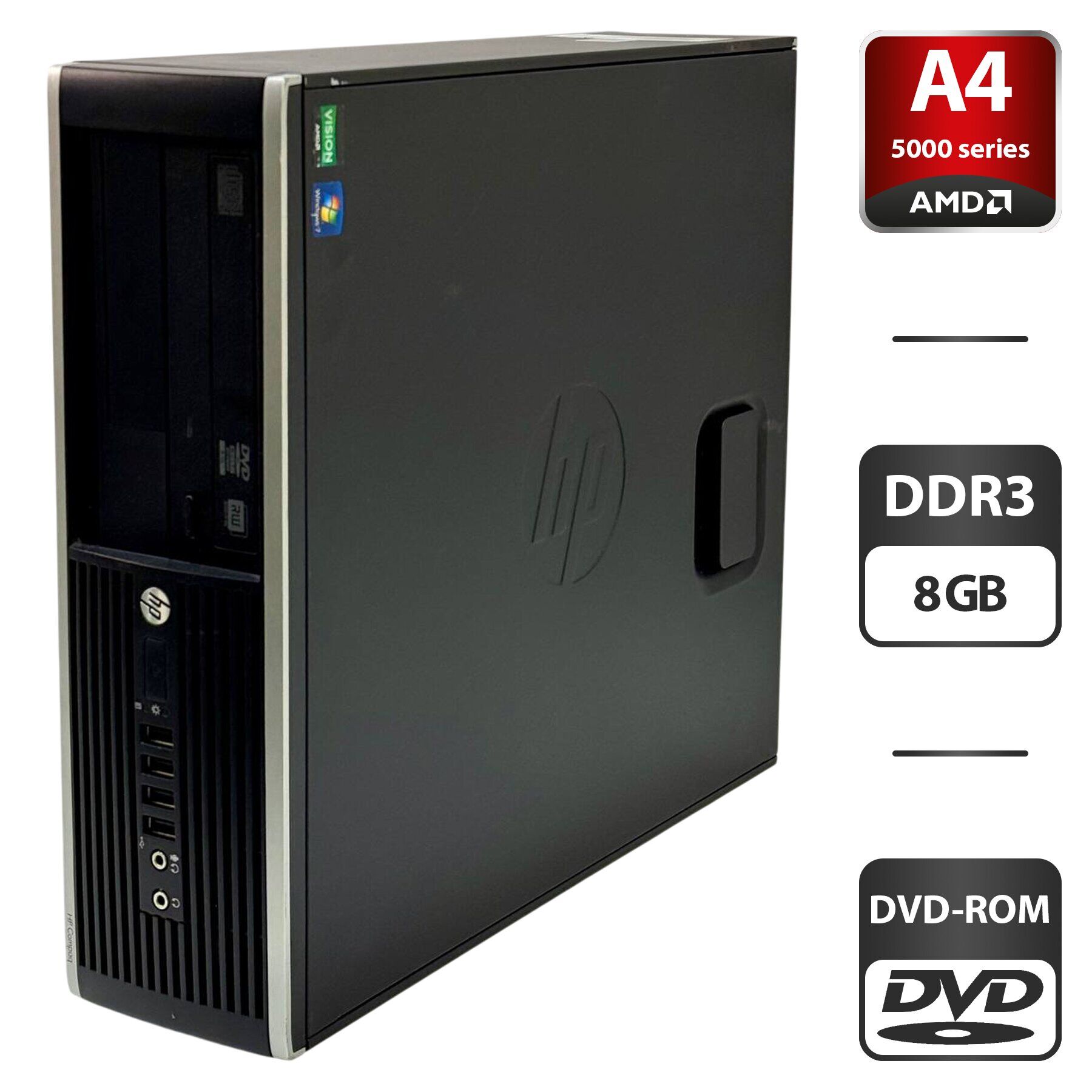 Комп'ютер HP Compaq Pro 6305 SFF / AMD A4-5300B (2 ядра по 3.4 - 3.6 GHz) / 8 GB DDR3 / 500 GB HDD / AMD Radeon HD 7480D Graphics / DVD-ROM