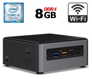 Неттоп Intel NUC NUC7i3BNH USFF / Intel Core i3-7100U (2 (4) ядра по 2.4 GHz) / 8 GB DDR4 / 250 GB SSD / Intel HD Graphics 620 / HDMI / Wi-Fi + Блок живлення