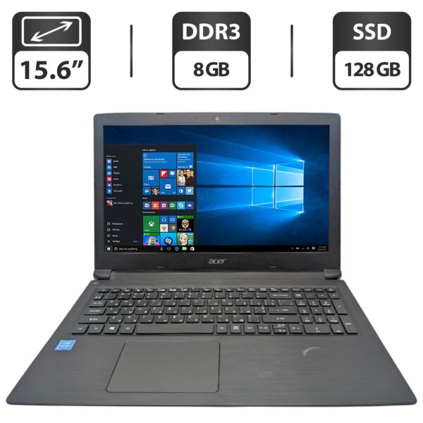 Ноутбук Acer Aspire 3 A315-33 / 15.6" (1366x768) TN / Intel Pentium N3710 (4 ядра по 1.6 - 2.56 GHz) / 8 GB DDR3 / 128 GB SSD / Intel Graphics / WebCam