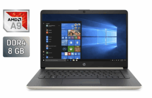 Ноутбук Б-клас HP 14-dk0002dx / 14" (1366x768) TN / AMD A9-9425 (2 ядра по 3.1 - 3.7 GHz) / 8 GB DDR4 / 240 GB SSD / AMD Radeon R5 Graphics / WebCam / Windows 10