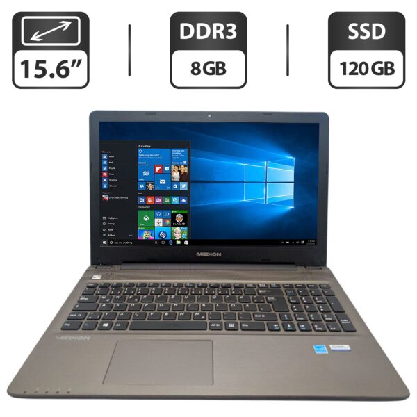 Ноутбук Medion Akoya E6422 / 15.6" (1366x768) TN / Intel Core i5-6200U (2 (4) ядра по 2.3 - 2.8 GHz) / 8 GB DDR3 / 120 GB SSD / Intel HD Graphics 520 / WebCam