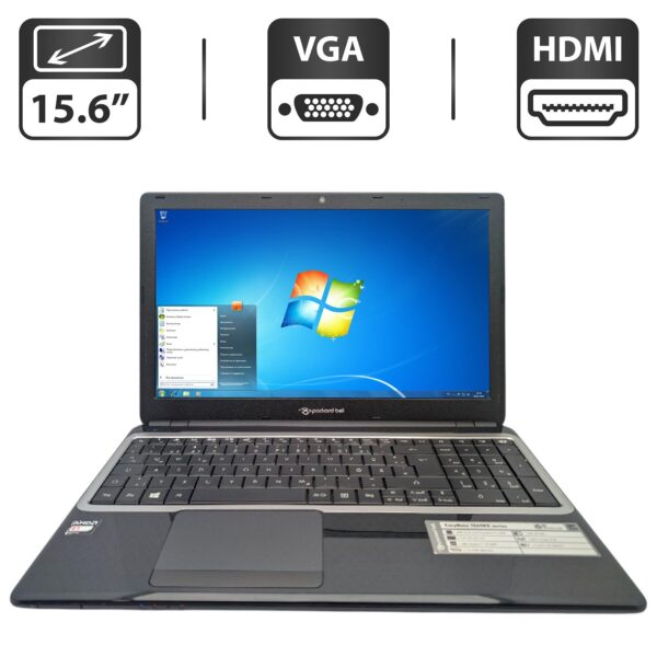 Ноутбук Packard Bell EasyNote TE69KB / 15.6" (1366x768) TN / AMD E1-2500 (2 ядра по 1.4 GHz) / 6 GB DDR3 / 320 GB HDD / Intel HD Graphics / WebCam / АКБ не тримає